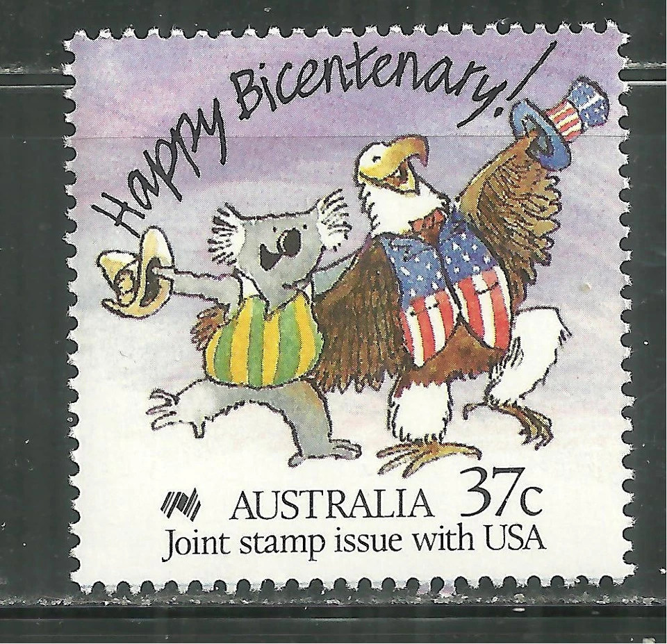 AUSTRALIA 1052 MNH CARICATURAS DE KOALA AUSTRALIANO, ÁGUILA CALVA AMERICANA Foto 1 de 1