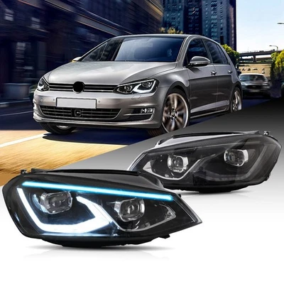 LED Headlights w/Animation DRL For 2014-2019 VW Golf 7/MK7 Driver Passenger Side - Изображение 1 из 4