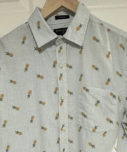 Banana Republic Hemd Herren Medium Ananas Print Leinen Baumwolle Slim Fit Sommer - Bild 1 von 7