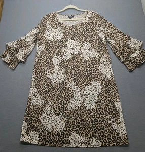 Pullover Tacera 1X Top tejido elástico túnica leopardo floral cuello en U mangas 3/4 - Imagen 1 de 4