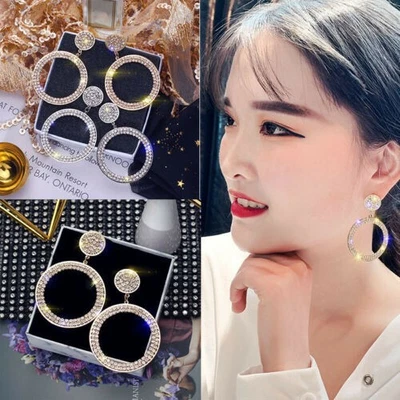 Pendientes de oro joyería de moda 925 enchapados en plata rosa colgantes mujeres un par/juego Foto 1 de 4