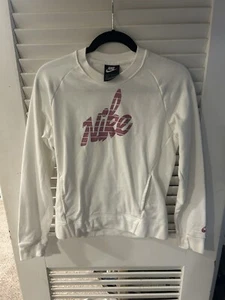 Girls White And Pink Nike Sweater With Pockets - Picture 1 of 3