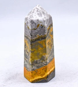 3" Silverish Orange Bumble Bee Jasper Obelisk Polished Gemstone Mineral Indonesi - Picture 1 of 6
