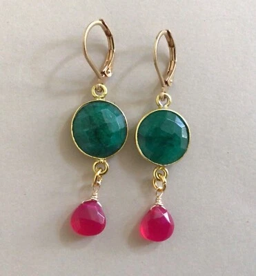 Nuevos pendientes Sundance Charm alambres rubí esmeralda joyería artesanal Foto 1 de 4