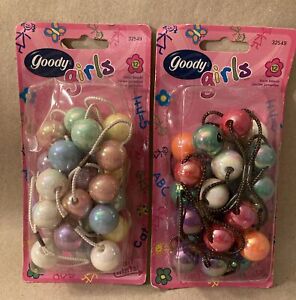 GOODY Girls Large Twin Bead Ponytailers 12 Count #32549 New 2001 - 2 Sets