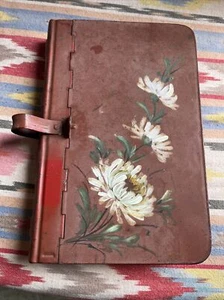 ANTIQUE BIBLE HOLDER METAL COVER CASE BOOK VTG RARE SCHOOL BOOK OLD SHELL - Picture 1 of 11
