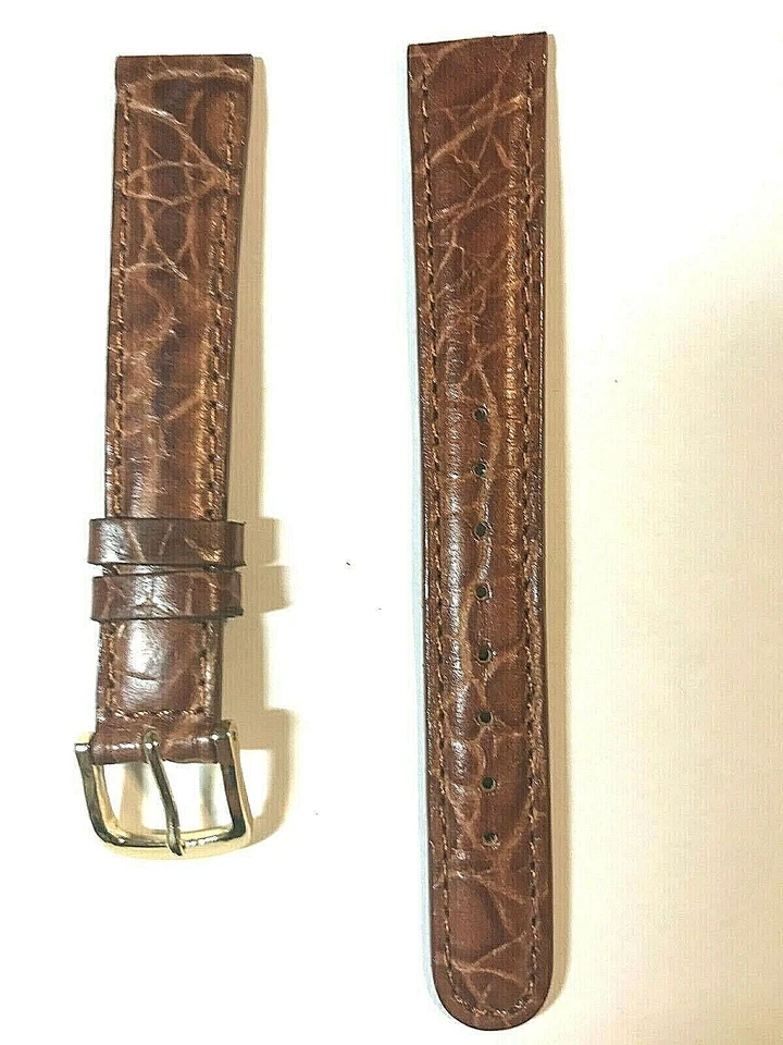  BRACELET MONTRE CUIR 16 MM MARRON BOUCLE DOREE XL - Photo 1/1