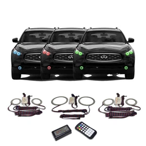 RGB Multi Color Angel Eye Headlight & Fog Light Halo kit for Infiniti FX37 13-17 - Foto 1 di 6