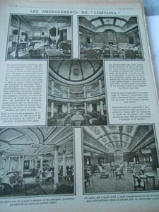 1915 WW Old Print Les aménagements du Lusitania - Picture 1 of 1