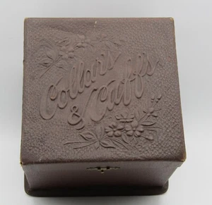 ANTIQUE VICTORIAN MEN'S "COLLAR & CUFFS" EMBOSSED LEATHER BOX w/ COLLARS (7) - Picture 1 of 10