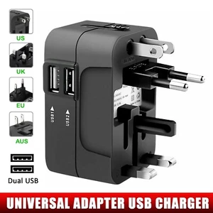Universal Travel Plug Charger Adapter 2 USB Port Power Outlet Converter adapter - Picture 1 of 12