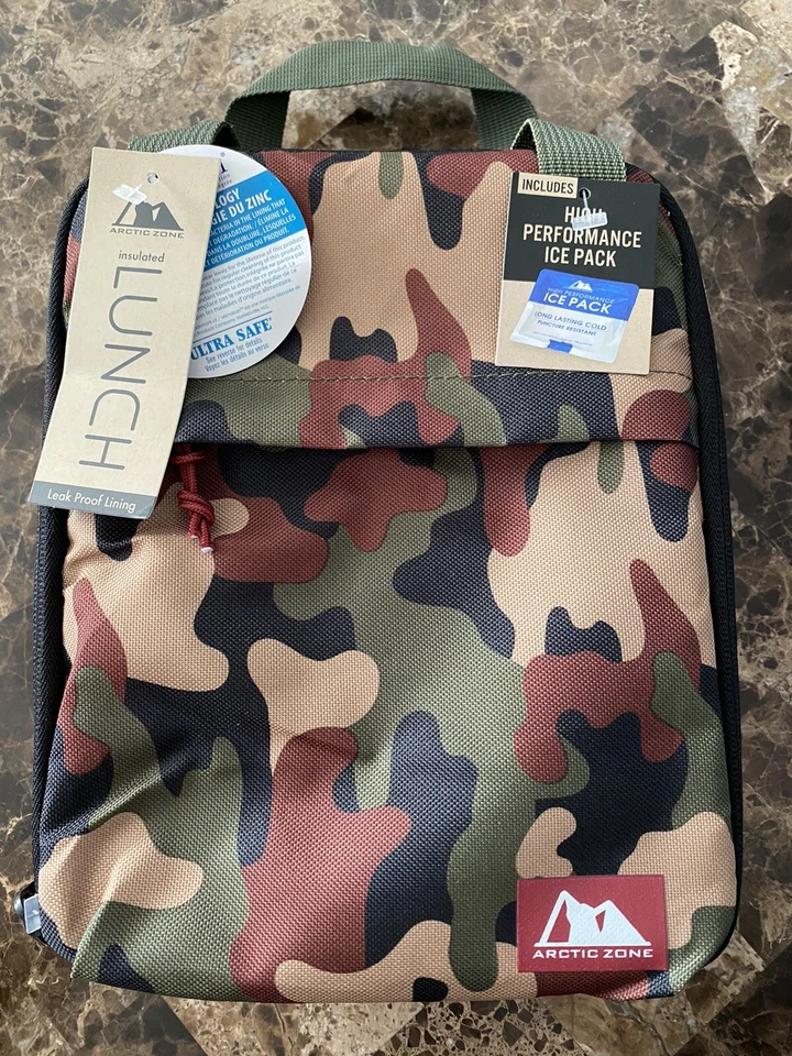 Arctic Zone Camo Insulated Lunch Bag With Tags and Ice Pack R6