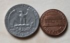 Lot Kursmünzen USA  One Cent  1960, Quarter Dollar 1965