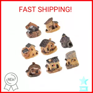 8 Pack Miniature Fairy Garden Stone House, Resin Village House Fairy Garden Kits - Picture 1 of 2