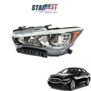 Single Headlight w/o AFS Chrome For Infiniti Q50 2014-2017 LED Left Clear Lens - Picture 1 of 12