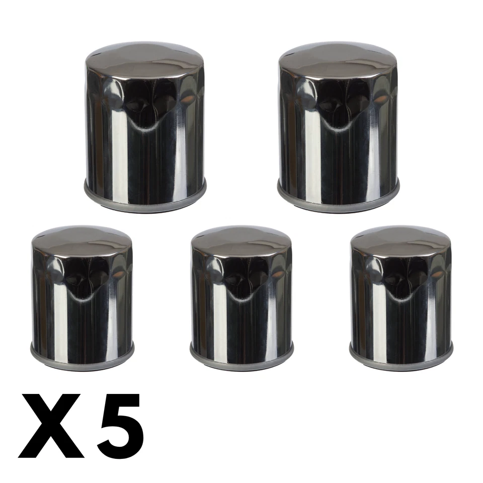 5 Pack Whites Chrome Oil Filter for Harley XLH883 Sportster Hugger 1992-2000 - Image 1 of 1