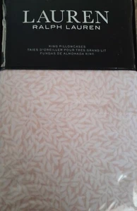 Nuovissima coppia di federe Ralph Lauren King Spencer foglia floreale blush rosa - Foto 1 di 3