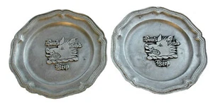 VINTAGE LOT OF 2 BOAR’S HEAD KEEP 7 ¼” PEWTER PLATES CURVE RIMMED  - Picture 1 of 4