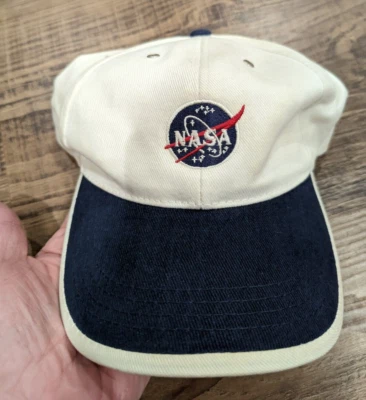 NASA Fahrenheit 100% Cotton Canvas White Navy Strapback Hat Cap - Image 1 of 4