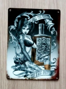 TATTOO GIRL WHISKY METAL SIGN 20cm x 15cm (BRAND NEW) - Picture 1 of 1