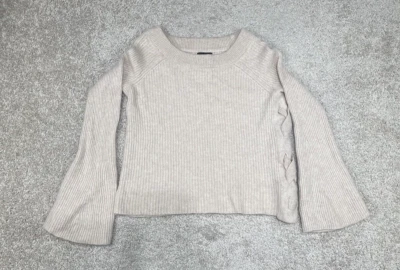 Suéter Only Mine Mujer Mediano Beige Cachemira Túnica Manga Campana Con Cordones Avena Foto 1 de 4