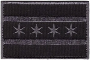 CHICAGO ILLINOIS STATE FLAG PATCH [Subdued Gray - IRON ON SEW ON -CH01] - Picture 1 of 1