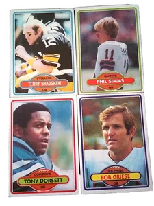 EX+- 4 KARTEN LOT TOPPS 1980er Football Hof's Simms, Bradshaw, Dorsett, Griese - Bild 1 von 17