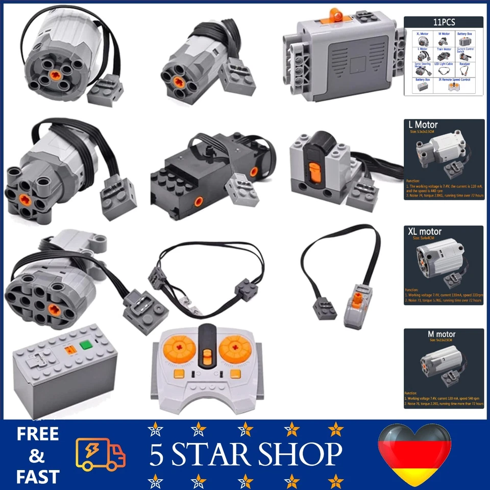 Power Functions Motor Set 11tlg Batterie IR Fernbedienung kompatibel Le Technic - Bild 1 von 4