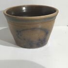 Salt of Thee Earth Guernsey, Ohio Signed JAX88 Brown Pottery Bowl With Blue Pig