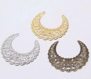 20pcs Filigree moon Wraps Connectors Metal Crafts Decoration DIY Jewelry Making  - Picture 1 of 6