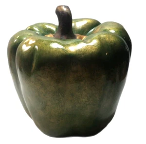 Vintage große glasierte Keramik grüne Paprika Skulptur 5,5" hoch Dekor Küche - Bild 1 von 6