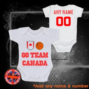 Canada Personalised Basketball Babygrow Romper, Gift Boys Girls Sports - Picture 1 of 1