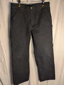 Carhartt Mens Washed Duck Work Flannel Lined Pants B111 BlK Size 36x32 USA - Picture 1 of 16