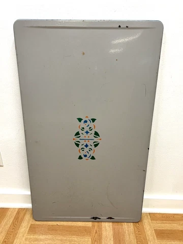 Vintage ENAMEL TABLE TOP hoosier porcelain country cabinet primitive gray blue Cover
