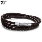 TT 3mm Tri-Row Leather 316L Stainless Steel Bracelet For Children 15/17cm NEW