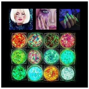 ® Glitter 12 Farben Festival Glitzer Gesicht Fluoreszierendes Body Glitter Fe... - Bild 1 von 7