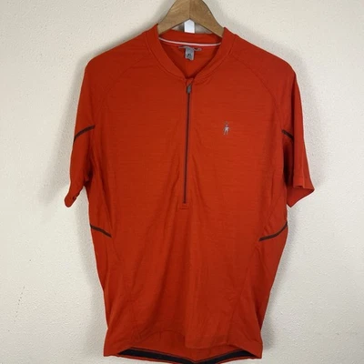 Camiseta deportiva de ciclismo Smartwool 1/2 cremallera manga corta para hombre XL bolsillos naranja rojo Foto 1 de 4