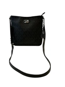 Michael Kors Black/Gray Jet Set Travel Large MK Logo Messenger Bag - Picture 1 of 23