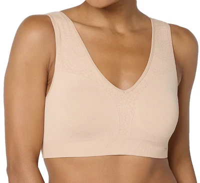 Breezies~Jacquard Back Smoothing Wirefree Bra~3X~Sunbeige~A692700~Foam Cup - Image 1 of 2