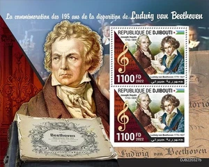 Djibouti - 2022 Ludwig van Beethoven - Hoja de recuerdo de 2 sellos - DJB220327b - Imagen 1 de 1
