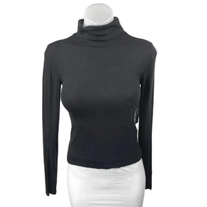 NUEVO Top Suéter Urban Outfitters BDG Negro Acanalado Tejido Cuello Alto Manga Larga S - Imagen 1 de 4