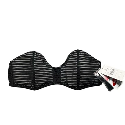 Top de Biquíni RVCA Feminino Misty Flora Bandeau Preto Médio NOVO Conversível - Imagem 1 de 4