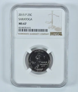 2015-P Washington Quarter Saratoga America The Beautiful MS67 NGC *9989 - Picture 1 of 5