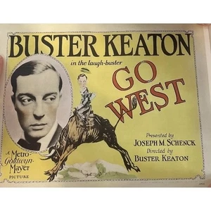 Buster Keaton Go West Vintage Movie Poster 1925 Silent Film Classic - Picture 1 of 3