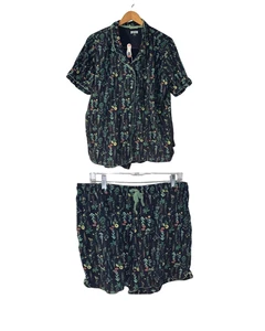 Duluth Women's Shorts Set Pajamas Plus Size 1X Floral Cotton Stretch Loungewear - Picture 1 of 11