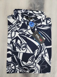 RLX Ralph Lauren Performance Sailing Boat print golf polo shirt Men's Size Large - Picture 1 of 11