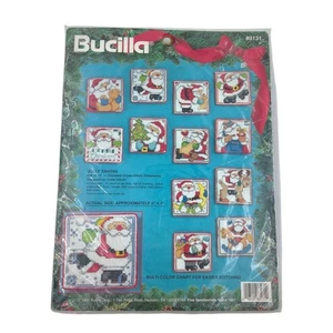 Kit Punto de Cruz Contado Bucilla Jolly Santas 12 Adornos 83131 Navidad - Imagen 1 de 2