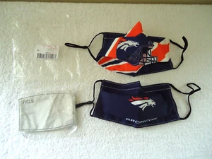 " NIP " Set Of 2 Denver Broncos Face Mask With (2) PM2.5 Filters " GREAT GIFT " - Picture 1 of 8