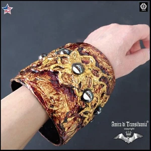 jewelry woman solid bracelet cuff luxury brand gold leaf original flowers studs - Picture 1 of 12