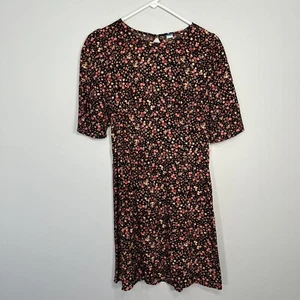 NEU Old Navy Kleid Damen Medium rosa schwarz schick Blumen Cut Out Rücken gesmokt - Bild 1 von 9